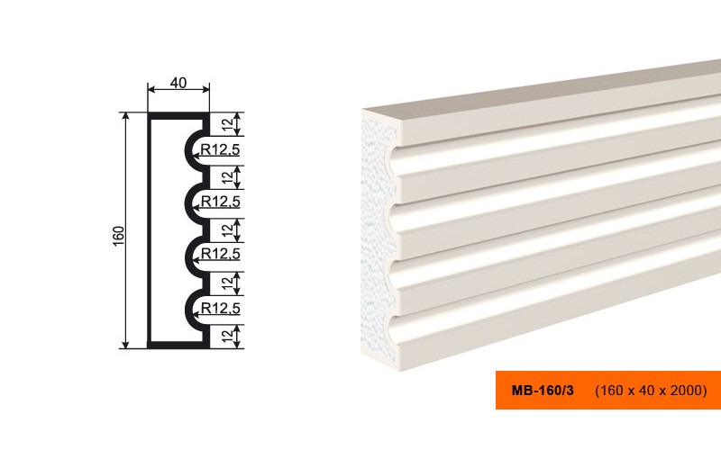 Молдинг фасадный Lepninaplast МВ-160/3
