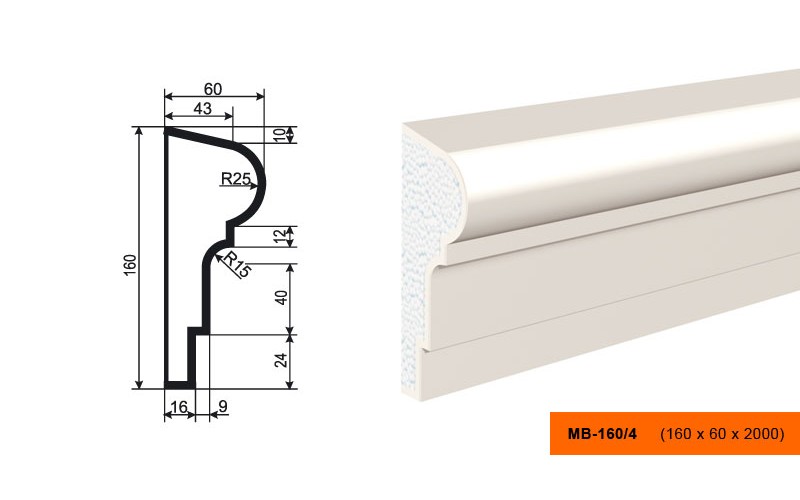 Молдинг фасадный Lepninaplast МВ-160/4