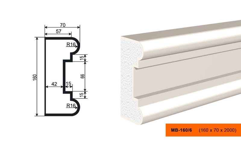 Молдинг фасадный Lepninaplast МВ-160/6