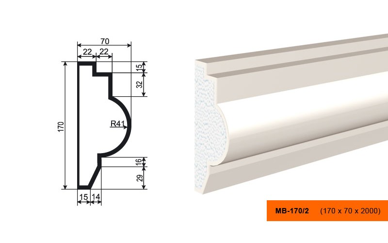 Молдинг фасадный Lepninaplast МВ-170/2