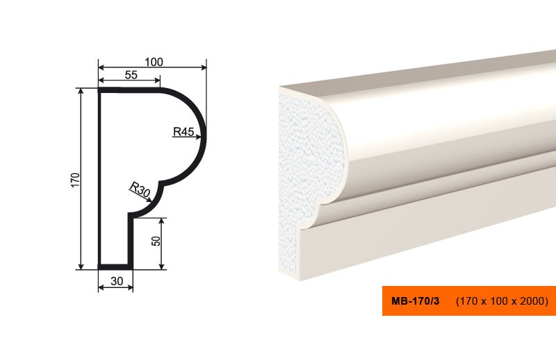 Молдинг фасадный Lepninaplast МВ-170/3