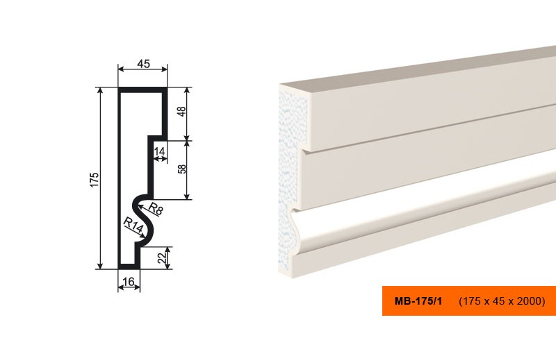 Молдинг фасадный Lepninaplast МВ-175/1