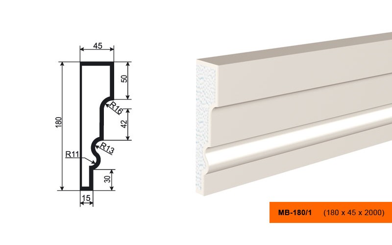 Молдинг фасадный Lepninaplast МВ-180/1