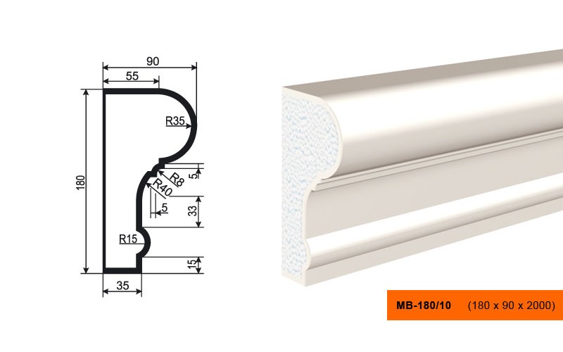 Молдинг фасадный Lepninaplast МВ-180/10