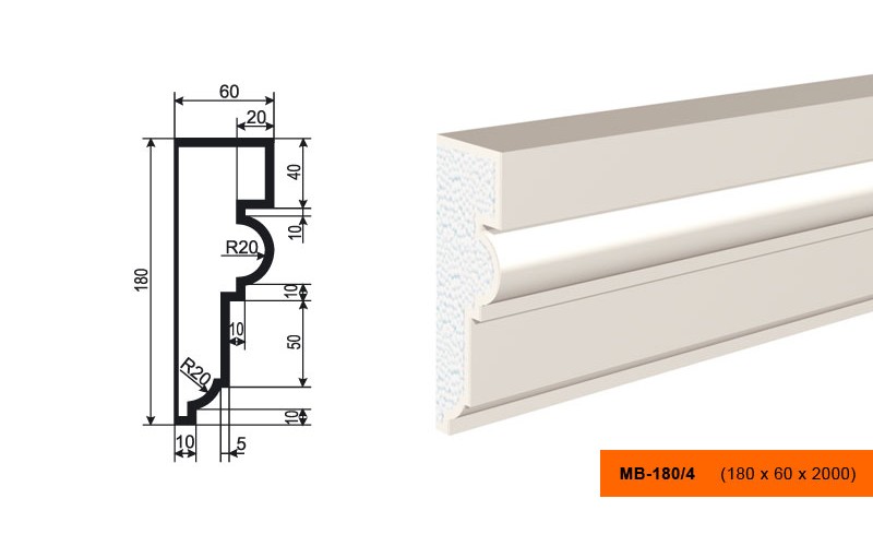 Молдинг фасадный Lepninaplast МВ-180/4