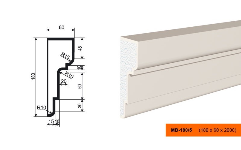 Молдинг фасадный Lepninaplast МВ-180/5