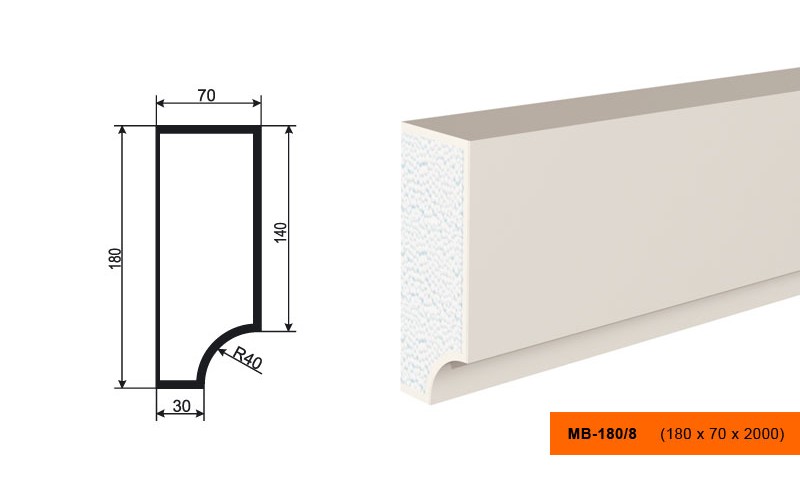Молдинг фасадный Lepninaplast МВ-180/8