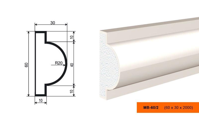 Молдинг фасадный Lepninaplast МВ-60/2