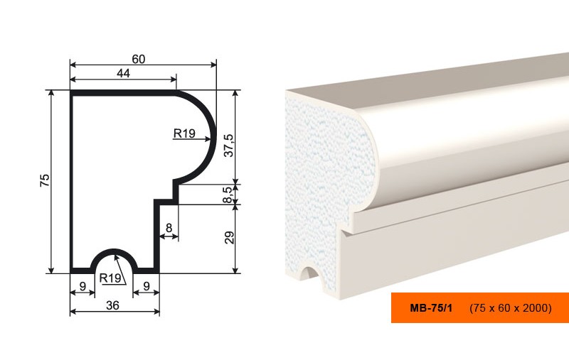 Молдинг фасадный Lepninaplast МВ-75/1