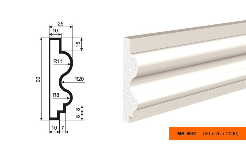 Молдинг фасадный Lepninaplast МВ-90/2