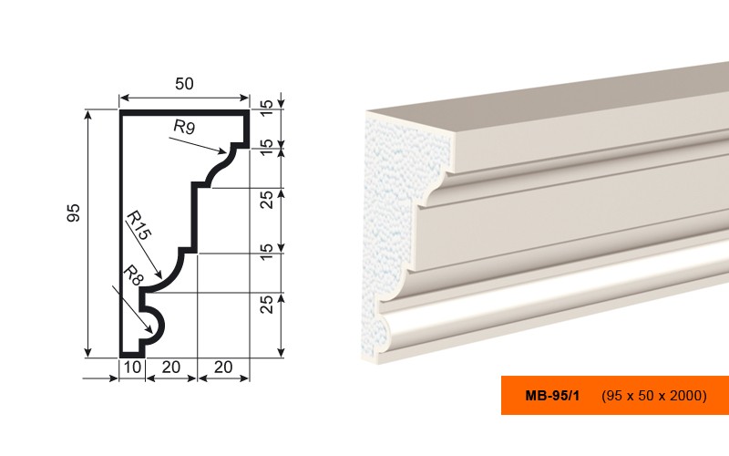 Молдинг фасадный Lepninaplast  МВ-95/1