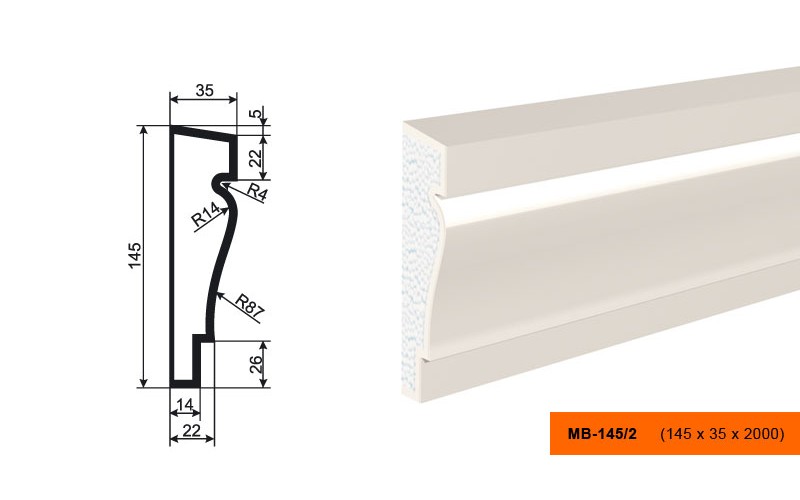 Молдинг фасадный Lepninaplast МВ145/2