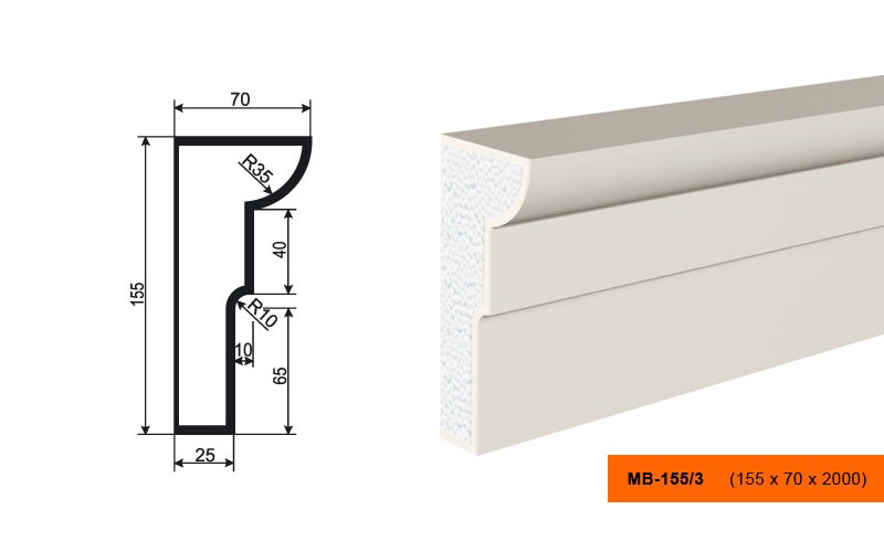 Молдинг фасадный Lepninaplast МВ155/3