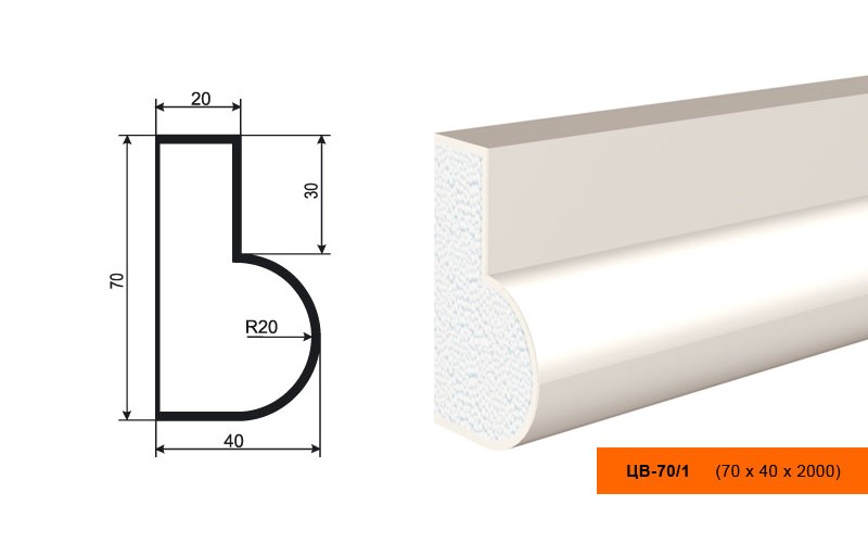 Молдинг цокольный Lepninaplast ЦВ-70/1