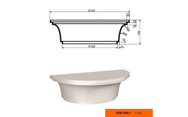 Полуколонна капитель Lepninaplast КЛВ-205/1