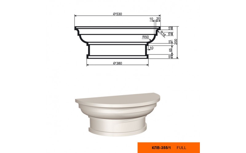 Полуколонна капитель Lepninaplast КЛВ-355/1